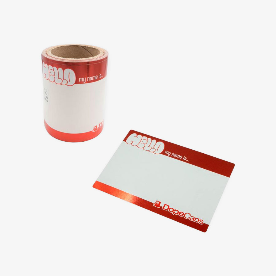 Dope Cans Sticker Hello My Name Is 50 pcs - Red Metallic